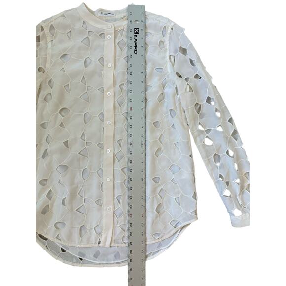 EQUIPMENT GUC Henri Embroidered Cutout Silk Shirt White XS - Picture 6 of 8